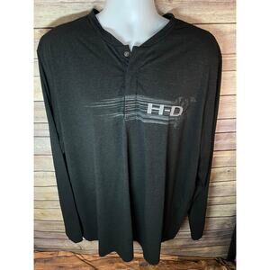 Harley‑Davidson Men’s Merino Wool Blend Slim‑Fit Henley – Black – Size 2XL